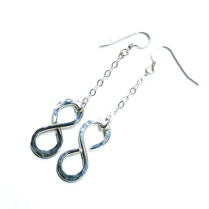Sterling Silver Hammer Patterned Infinity Earrings - Handcrafted Montana Jewelry