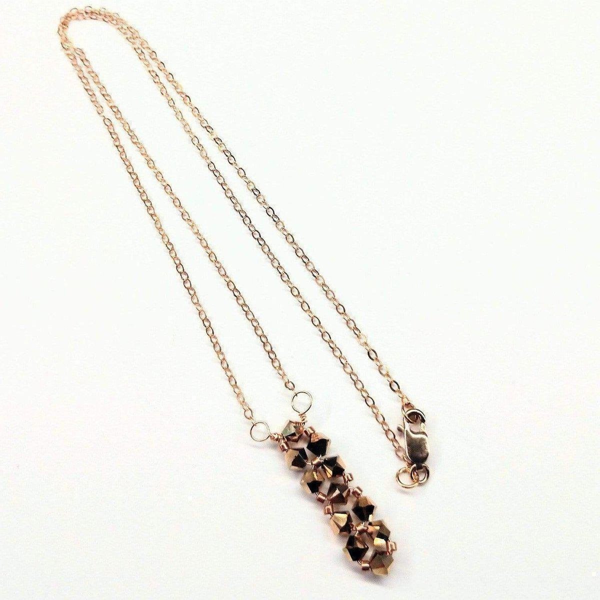 Super Sparkly Crystal Rock Candy Beaded Rose Gold Crystal Bar Necklace