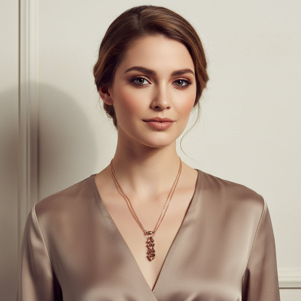Super Sparkly Crystal Rock Candy Beaded Rose Gold Crystal Bar Necklace