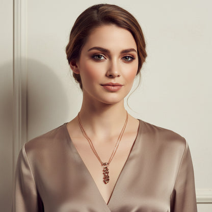 Super Sparkly Crystal Rock Candy Beaded Rose Gold Crystal Bar Necklace
