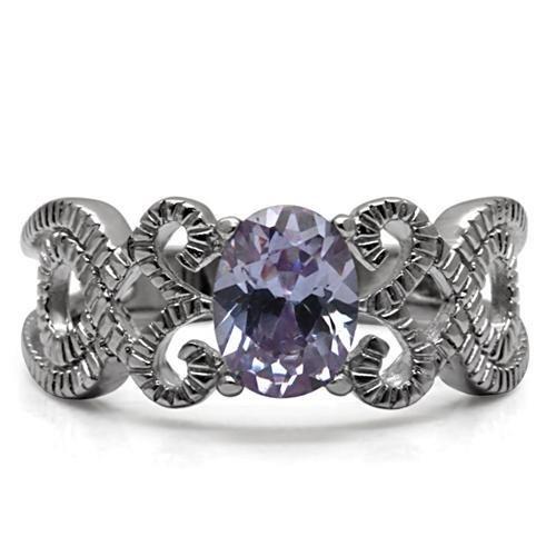 Light Amethyst Solitaire Ring - Stainless Steel