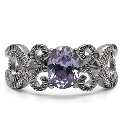 Light Amethyst Solitaire Ring - Stainless Steel