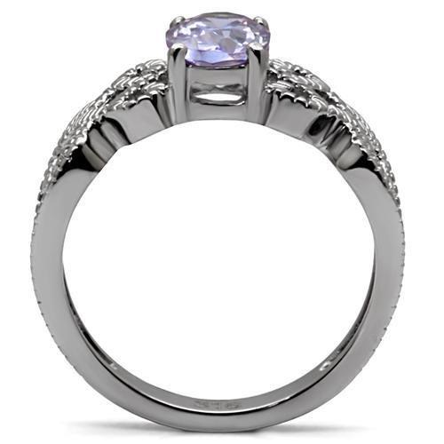 Light Amethyst Solitaire Ring - Stainless Steel