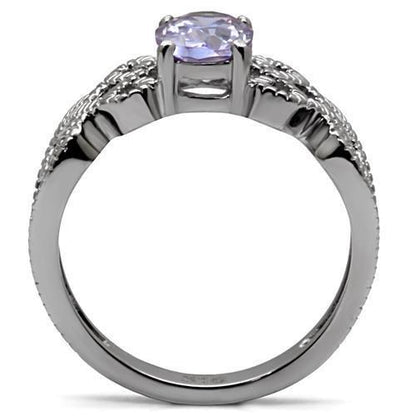 Light Amethyst Solitaire Ring - Stainless Steel