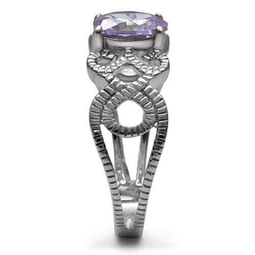 Light Amethyst Solitaire Ring - Stainless Steel