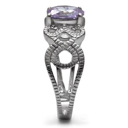 Light Amethyst Solitaire Ring - Stainless Steel