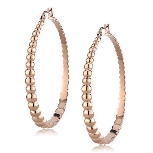 🌹 Rose Gold Beaded Hoop Earrings - Luxe Statement Style