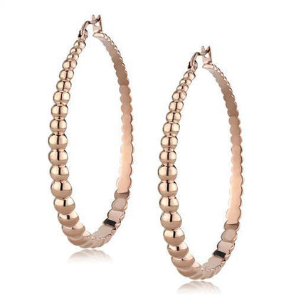 🌹 Rose Gold Beaded Hoop Earrings - Luxe Statement Style